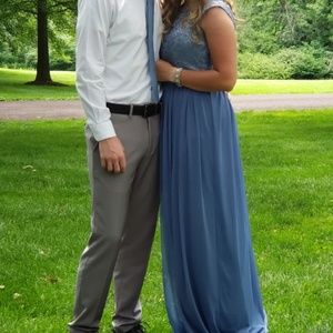 Steel blue bridesmaid dress